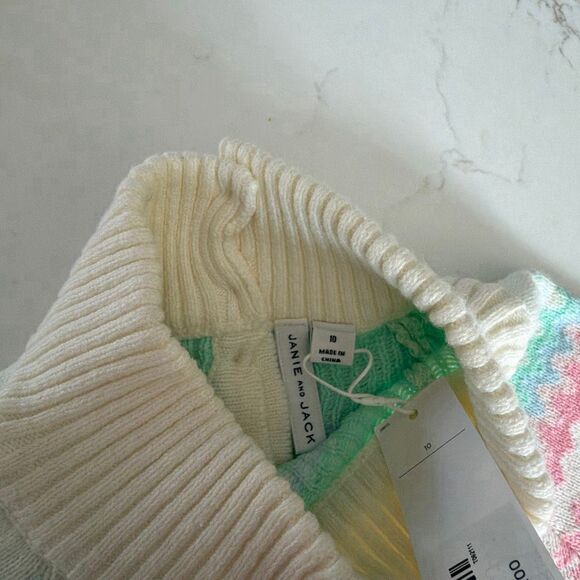 Janie and Jack The Flower Fair Isle Sweater Cream & Sugar Fair Isle Size 10 - Picture 7 of 10